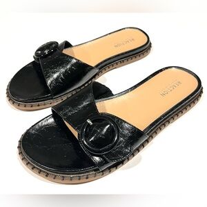 Kenneth Cole Black Slide Sandals with Buckle